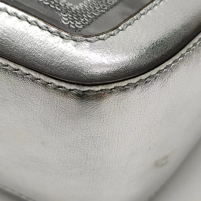Sold Fendi Baguette Fendi x Nicki Minaj Silver PVC and Leather with Glitter Sequins Crossbody Bag