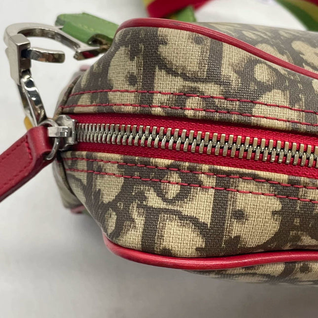 Dior No. 2 Rasta Trotter Camera Bag Beige Monogram Red Yellow Green Web Strap