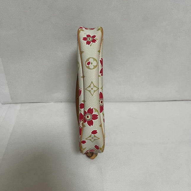Louis Vuitton x Takashi Murakami Cherry Blossom Pochette Accessoire White Monogram
