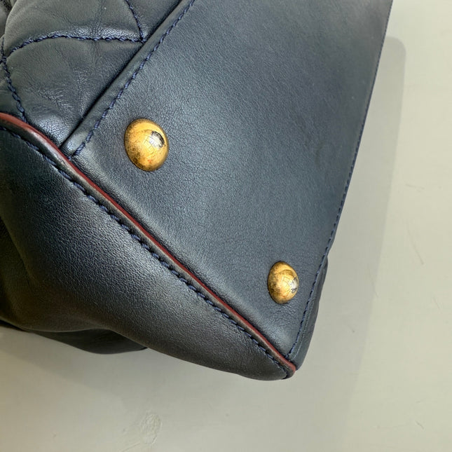 Chanel Perfect Edge Tote Quilted Navy Leather Antique Gold Hardware