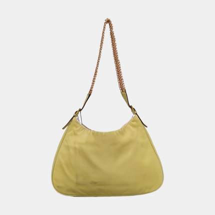 Prada Cleo Nylon Yellow Gold-tone Chain Shoulder Bag
