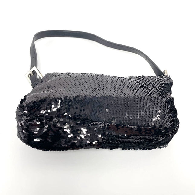Fendi Baguette Vintage Black Sequins and Leather