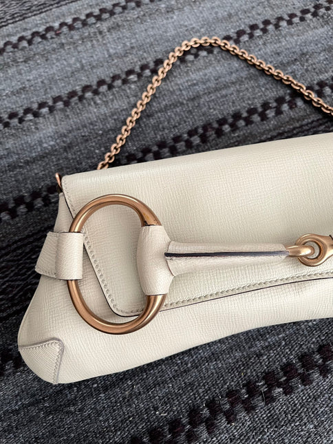 Sold Gucci Horsebit 1955 Large White Leather Shoulder Bag