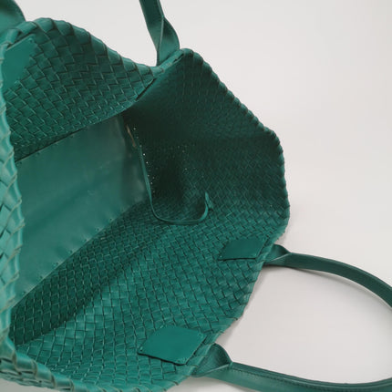 Bottega Veneta Cabat Large Intreccio Leather Tote Bag Green with Pouch 40cm