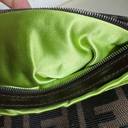 Fendi Baguette Zucca Monogram with Straw Floral Embroidery