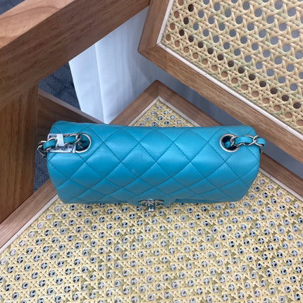 Chanel Classic Flap Mini Blue Lambskin Leather Gold Hardware 2014