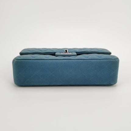 Chanel Timeless Classic Flap Medium Light Blue Caviar Leather Silver Hardware