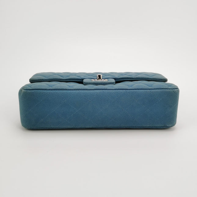 Chanel Timeless Classic Flap Medium Light Blue Caviar Leather Silver Hardware
