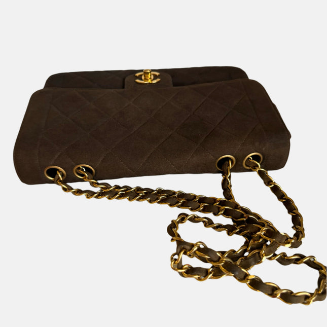 Sold Chanel Classic Flap Brown Suede Single Flap 24k Gold Plated Hardware