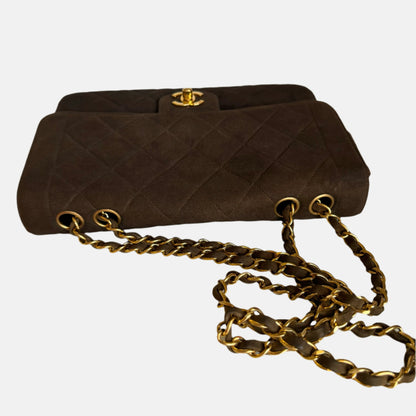 Chanel Classic Flap Brown Suede Single Flap 24k Gold Plated Hardware