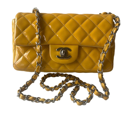 Chanel Classic Flap Rectangular Mini Yellow Patent Leather Silver Hardware, 2014-2015