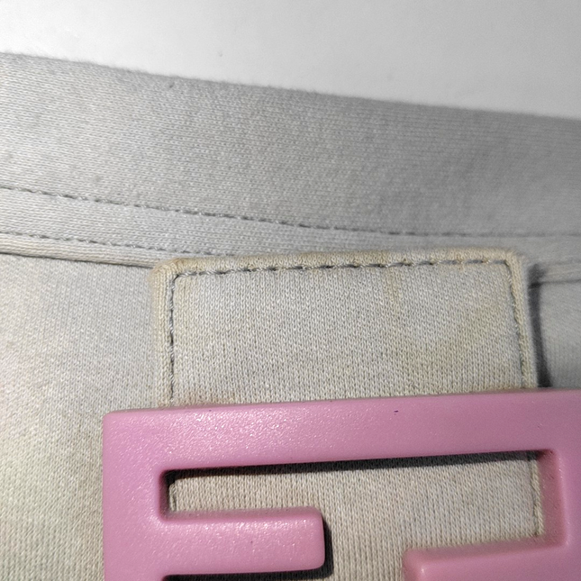 FENDI Baguette Vintage Pale Grey Cloth Pink Buckle
