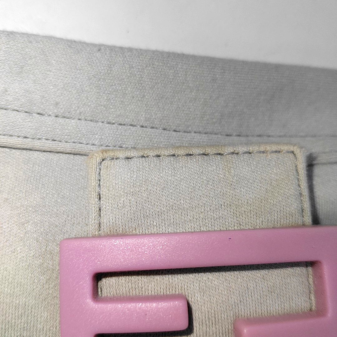 FENDI Baguette Vintage Pale Grey Cloth Pink Buckle