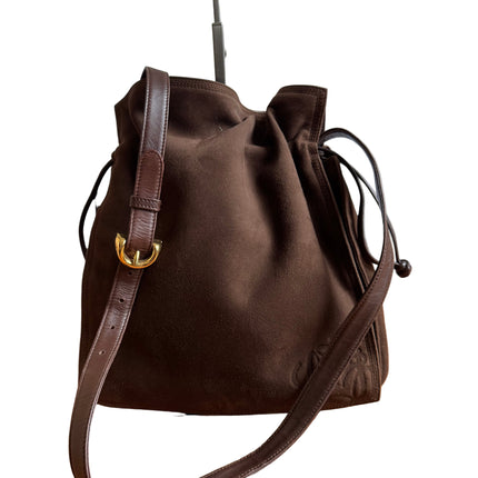 Loewe Flamenco Medium Brown Suede Leather Shoulder Bag 28cm-Luxbags