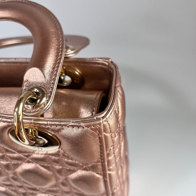 Lady Dior ABCdior Small Pink Irediscent and Metallic Cannage Lambskin Handbag