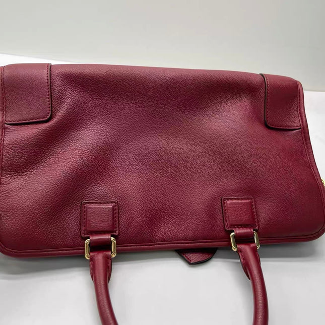 Loewe Amazona 36 Medium Burgundy Leather Dragon Lock Gold-tone Hardware