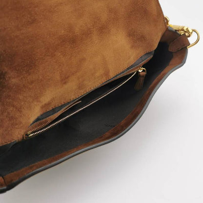 Fendi Baguette Selleria Suede Leather Crossbody Bag Medium Caramel Tan