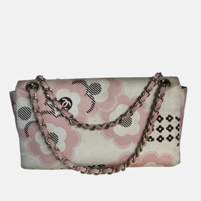 Chanel Camellia Flap Bag Pink Floral Printed Satin Medium, 2005-2006