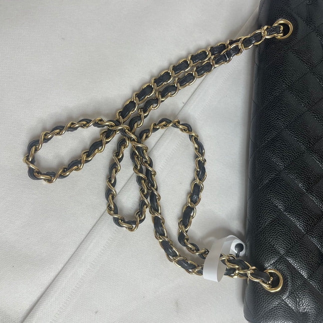 Chanel Classic Flap Maxi 2011 Black Caviar Leather Double Flap with Gold Hardware