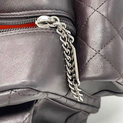 Sac Reporter Ligne Cambon Chanel en cuir de veau noir multipoches taille moyenne