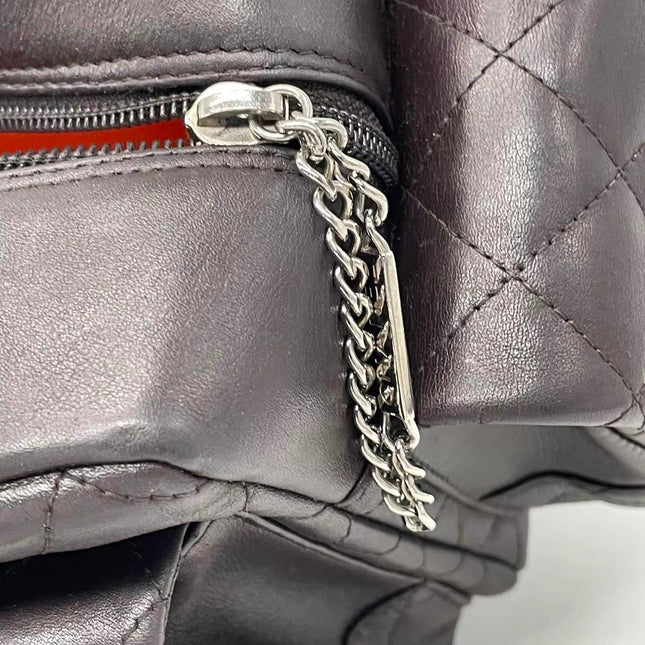 Chanel Cambon Multi-pocket Ligne Reporter Bag Medium Dark Brown Calfskin Leather