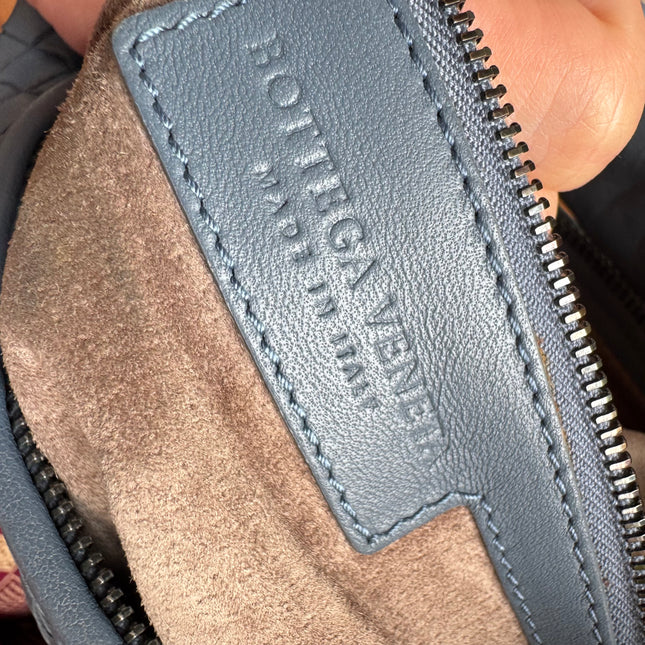 Bottega Veneta Veneta Ash Blue Navy Intrecciato Leather Bag 40cm
