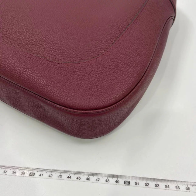 Gucci Jackie 1961 Burgundy Large Pebbled Leather Shoulder Bag with Strap
