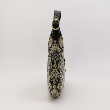 Gucci Jackie 1961 Small Multicolor Calfskin and Python-skin Leather Black With Strap