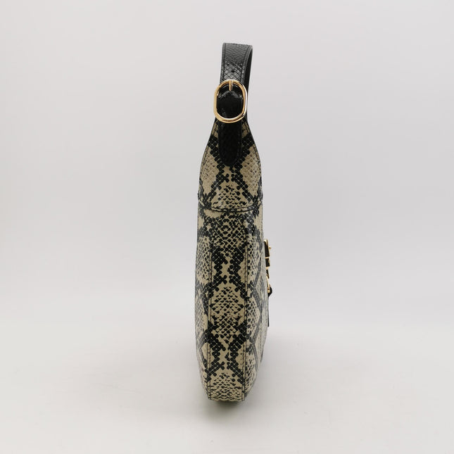 Gucci Jackie 1961 Small Multicolor Calfskin and Python-skin Leather Black With Strap