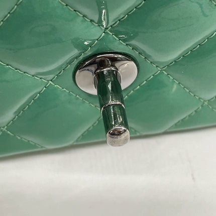 Chanel Classic Flap Rectangular Mini Green Patent Leather Silver HW