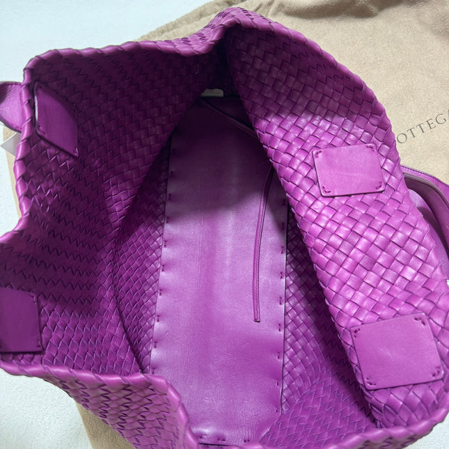 Bottega Veneta Cabat Large Intreccio Leather Tote Bag Purple with Pouch 42cm