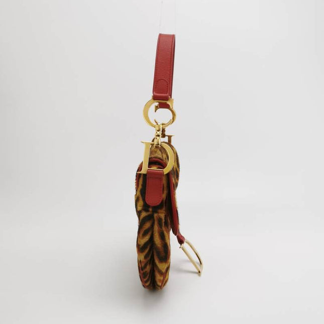 Sold Dior Saddle Vintage Leopard Print Ponyhair and Red Leather John Galliano Rare