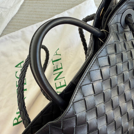 Bottega Veneta Andiamo Medium Black Intrecciato Leather Handbag