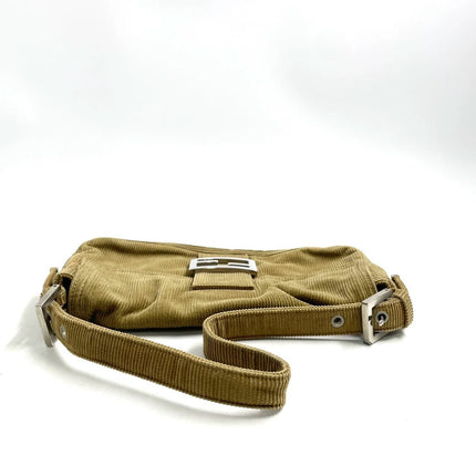 FENDI Baguette Vintage Corduroy Beige Brown Shoulder Bag
