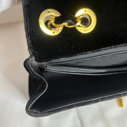 Chanel Classic Flap Maxi Black Velvet Leather Giant Gold CC Logo
