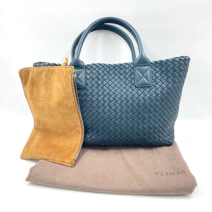 Bottega Veneta Cabat Tote Small/Medium Intreccio Blue Green Leather and Suede Lining 32cm