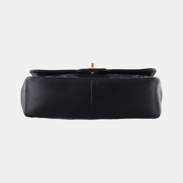 Chanel Diana CC Flap Bag Medium Vintage Black Lambskin Leather with 24k Gold HW, 1989-1991