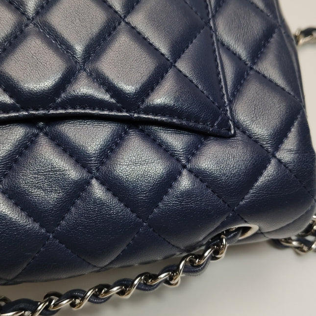 Chanel Classic Flap Mini 2020 Navy Lambskin Leather Silver Hardware