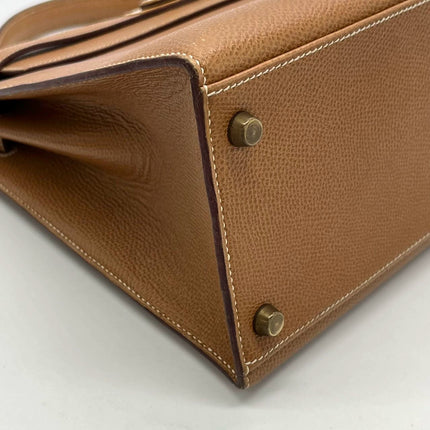 Hermes Kelly 32 Sellier Vintage Gold Epsom Leather Gold Hardware With Strap 1990