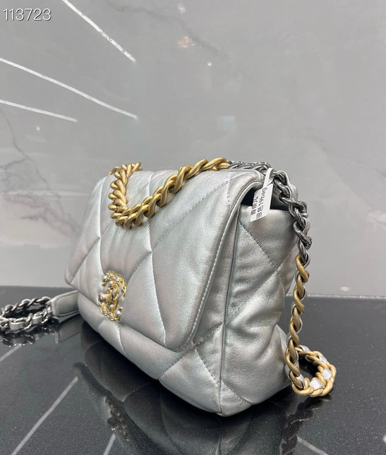 Sold Chanel 19 Bag 2021 Small Silver Crossbody Bag