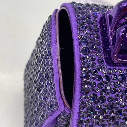 Versace La Medusa Mini Crystal Embellished Top Handle Bag in Purple