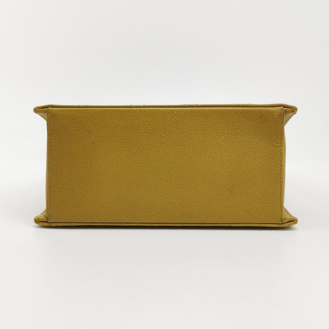 Chanel Vintage Kelly Flap Bag Yellow Caviar Leather 24k Gold Hardware 1997-1999