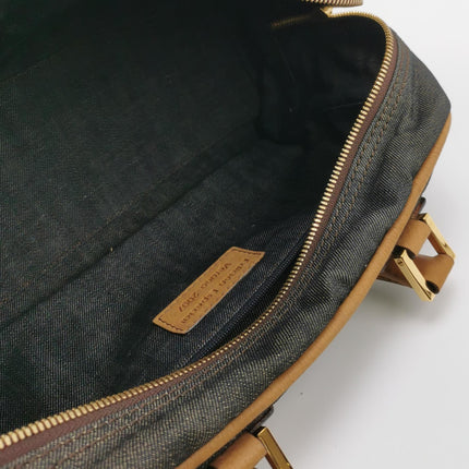 Loewe Amazona 28 Denim Beaded Embroidery Brown Leather Handbag