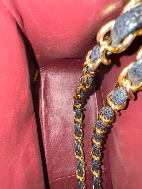 Chanel Classic Flap Jumbo 2012 Black Caviar Leather Double Flap Gold Hardware