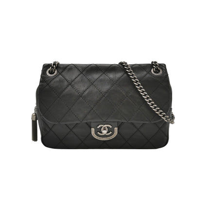 Chanel 2013 Paris-Edinburgh Large Black Flap Calfskin Leather Shoulder Bag-Luxbags