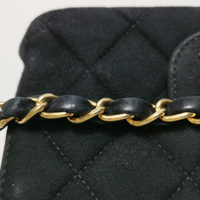 Chanel Classic Flap Extra Mini Black Suede Quilted Gold-tone Hardware