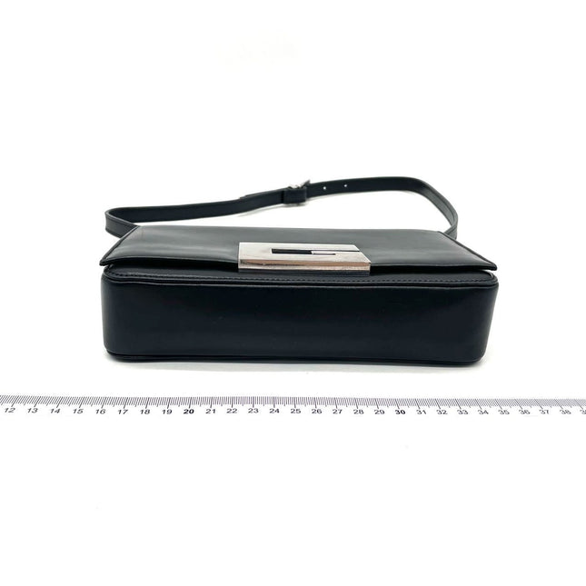 Gucci Vintage Black Leather Shoulder Bag Jumbo Square G Logo