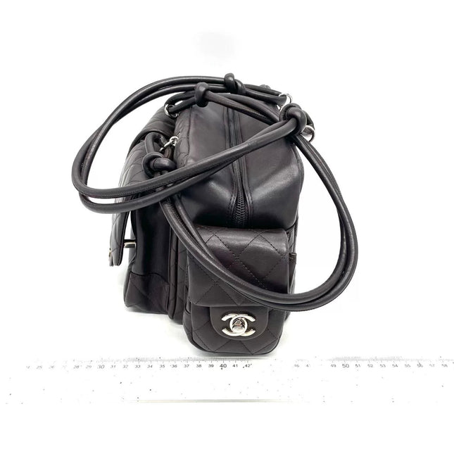 Chanel Cambon Multi-pocket Ligne Reporter Bag Medium Dark Brown Calfskin Leather
