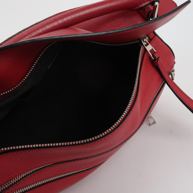 Loewe Puzzle Medium Red Leather with Zipper Crossbody Bag
