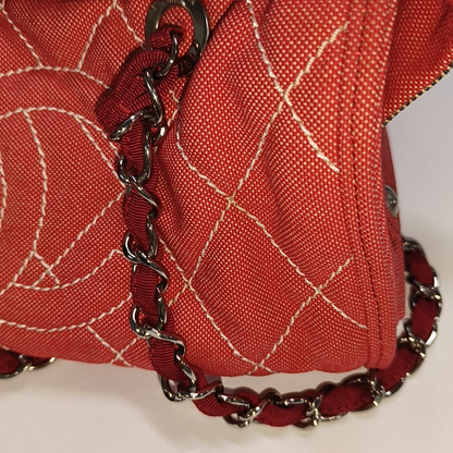 Chanel Rhombus Red Quilted Denim Medium CC Chain Bowler Bag, 2009-2010